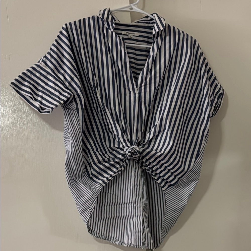 Madewell Striped Tie-Front Blouse